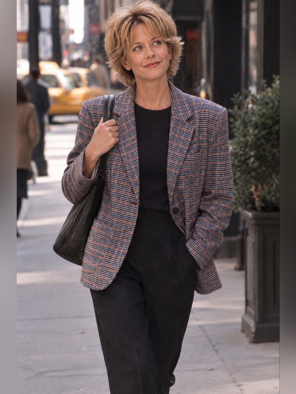 Merona Multi-Checked Blazer with Navy and Brown Accents